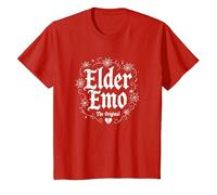 Elder Emo: L'Originale Gotico Nostalgia Amante della Musica Maglietta, Bambini, Rosso, 10 Anni