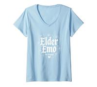 Elder Emo: L'Originale Gotico Nostalgia Amante della Musica Maglietta con Collo a V, Donna, Celeste, XXL