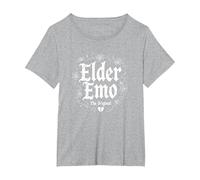 Elder Emo: L'Originale Gotico Nostalgia Amante della Musica Maglietta, Donna Plus-Size, Grigio Melange, 3X