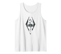 Elder Scrolls Dragon Emblem Skyrim Canotta, Uomo, Bianco, M