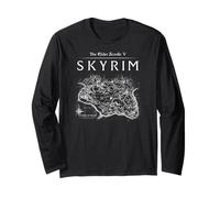 Elder Scrolls Skyrim Province Map Video Game Maglia a Manica