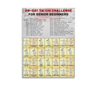 Elderly Beginner's Tai Chi Chart - 28 Day Challenge Poster for Daily Practice, Wall Art for Living Room Decor(Unframed,08x12inch(20x30cm))