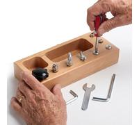 Elderly Busy Board with Screws and Tools, Wooden Activity Board for Seniors, Fine Motor Skills Practice, Cognitive Development, Hand Eye Coordination Training, Color Recognition Toy
