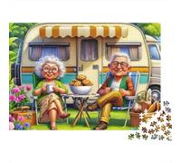 Elderly Couple Camping Difficile 1000 Pezzi Puzzle per Adulti Nonno Nonna Camper Giardino Biscotti Premium Spesso Robusto Alta Qualità Vivace Sfidante Sollievo Stress 70x50cm/1000pz