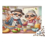 Elderly Couple Dining Adult Puzzle for Decompression: Elderly Couple Having Meal Educational Game Challenge 1000 Piece 52x38cm/1000pcs