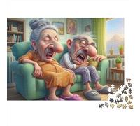 Elderly Couple Laughing Adult Jigsaw Puzzle: Laughing on The Couch Educational Game Decompression for Adults Teens & Home Decor 38x26cm/1000pcs