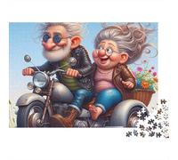 Elderly Couple Motorcycle Ride Puzzle 1000 Pezzi Cartone Extra Spesso, Puzzle Sviluppo Cognitivo & Riabilitazione, Attività Tempo Libero, Qualità Premium 70x50cm/1000pcs