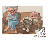 Elderly Couple Scene 1000 Pezzi Puzzle Difficile per Adulti Coppia Brontolona sul Divano Premium Spesso Robusto Alta Qualità Vivace Sollievo Stress Gioco 38x26cm/1000pz
