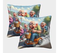 Elderly Joy Ride Federe Cuscini Per Divano Decorative Art Fodere Per Cuscini Confezione Da 2 Poliestere Per Divani Giardino 45x45cm