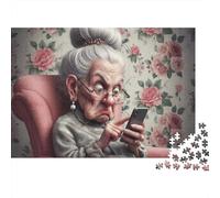 Elderly Woman Using Phone_1 Puzzle 1000 Pezzi Cartone Spesso Per Adolescenti 12-18, Allenamento Abilità Logiche, Attività Vacanza, Regalo Anniversario Per Giovani Adulti 38x26cm/1000pcs
