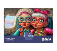 Elderly Women Airplane 1000 Pezzi Puzzle Classico Bundle Puzzle Cartone Premium - Hit Tra Gli Anziani Appassionati, Regalo Di Inaugurazione, Divertimento Indoor E Feste 52x38cm/1000pcs