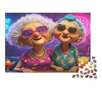 Elderly Women Party Puzzle Da 1000 Pezzi Grannies Bar Drink in Cartone Spessore Per Appassionati Tempo Libero Decorare Casa Interlocking Set Completo 52x38cm/1000pcs