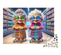 Elderly Women Shopping 1000Pc Jigsaw Puzzle for Adults: Seniors Shopping Happily Impossible Hard Difficult & Educational Decompression 70x50cm/1000pcs