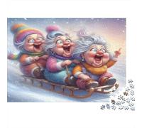 Elderly Women Sled Ride Puzzle for Adults: Grandmas Enjoying Rollercoaster Brainteasing & Challenging Game for Wall Decoration 38x26cm/1000pcs