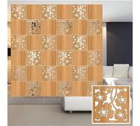 ELDFLRURB Le sculture Sono vuote, Pannello divisorio for la Privacy Pieghevole in MDF con Accessori, Colore Naturale, 1-100 Pezzi(Natural a,16Pcs)