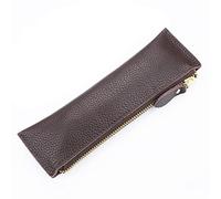 ELDFLRURB scatola di cuoio portatile, Astuccio portapenne in pelle con cerniera multicolore 210x60mm(Coffee)