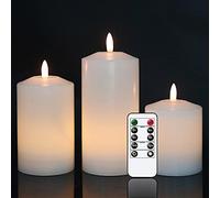 Eldnacele candela senza fiamma tremolante con timer, vera cera 3D stoppino a batteria, candele LED a batteria, confezione da 3 pezzi per festa di nozze, decorazione domestica