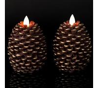 Eldnacele Candele a cono di pino a LED funzionamento a batteria, senza fiamma con timer e cera non profumata, confezione da 2 pezzi per decorazioni natalizie per la casa e la festa