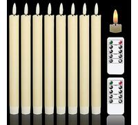 Eldnacele Candele coniche senza fiamma, con 2 telecomandi e timer, in vera cera 3D stoppino luce finestra candele funzionamento a batteria, confezione da 8 pezzi, decorazione