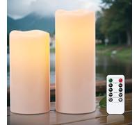 Eldnacele Candele LED impermeabili per esterni con telecomando, funzionamento a batteria, in plastica bianca, senza fiamma, candele per esterni per lanterne da giardino, decorazione per la casa (10,2
