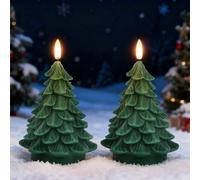 Eldnacele Candele natalizie senza fiamma, con timer 6H, in vera cera, tremolante, a LED, a batteria, a forma di albero, per decorazioni e decorazioni domestiche