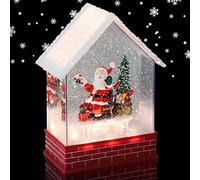 Eldnacele Casa musicale del globo della neve con timer, lanterna scintillante dell'acqua di canto con USB illuminata a batteria, Natale palle di neve Casa festa festa decorazione - Babbo Natale