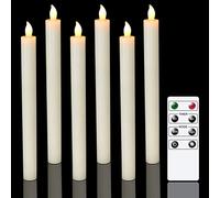 Eldnacele Set di 6 candele coniche con telecomando e timer, luce bianca calda tremolante, per decorazione natalizia della casa, colore: avorio