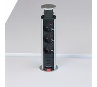 ELDO600 | Torre con prese (senza fresatura) | 3 x prese | 2 x USB - Accessori Alluminio
