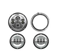 ELDVSUA Faretti Moto 7 "E24 DOT LED Del Faro Per V-Star Per Drag Star 650 1100 Per Strada 1600 1700 Per Royal 1300 4.5" Fendinebbia Passaggio(Set 80 Chrome)