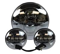 ELDVSUA Faretti Moto 7 "LED Proiettore Faro 4.5" Nebbia Passante Per Touring Per Electra Per Glide Per Strada Per King Per Softail Per Notte Per Treno(Black set)