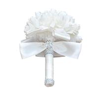 Eldwviz Bleiou - Rose artificiali colorate in schiuma, per bouquet da sposa, feste, colore: bianco e bianco