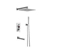 Ele Bathroom Upgrade - Set di rubinetti per doccia digitale, sistema doccia a cascata, con display digitale a 3 vie e soffione a pioggia, colore: Nero opaco