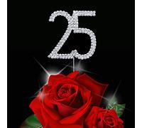 Ele Eleoption cake topper numero torta decorazione con strass cristalli cake topper per anniversario di matrimonio festa di compleanno, colore: Argento 25