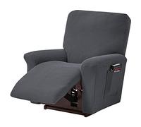 ele ELEOPTION Copridivano Reclinabile, Copertura Elastica per Divano Reclinabile, Jacquard Antimacchia, 4 Pezzi, per Poltrona reclinabile, Poltrona di Relax, Poltrona da Massaggio, Grigio Scuro