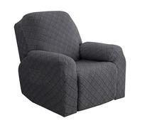 Ele ELEOPTION Fodera per poltrona Relax estensibile, fodera per divano 1 posto, con tasca laterale, per poltrona reclinabile con massaggio, 4 pezzi con motivo jacquard (grigio scuro)