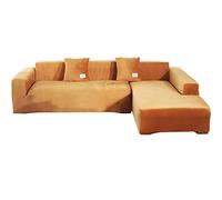 ele ELEOPTION Fodere per divano in velluto elasticizzato, set da 2 pezzi, 3 posti, ispessimento, per divano a forma di L, divano ad angolo, con 4 federe (arancione puro)