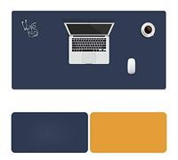ele ELEOPTION Pelle PU Mouse Pad, Multifunzionale Impermeabile da Ufficio Scrittura Mat, Doppio Lato Ultra-Sottile Pad per Ufficio casa (90x45cm, Blu Scuro/Giallo)