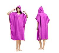 Ele Eleoption - Poncho asciugamano con cappuccio in microfibra, ideale per il surf, compatto e leggero, perfetto per spiaggia, vacanze, viaggi, surf, taglia unica Rose Purple