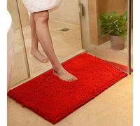 ele ELEOPTION Soft Shag Tappetino da Bagno Tappeto Cucina Porta Porta Zerbino Striscia Antiscivolo Zerbino Assorbente Tappetini da Bagno Doccia Shaggy Tappeto - 50 x 80 cm, Rosso