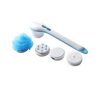 ele ELEOPTION Spazzola da bagno elettronica, manico lungo, spazzola per doccia con 4 accessori, spazzola bagnata o asciutta