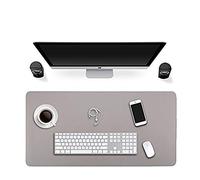 ele ELEOPTION - Tappetino per il mouse, in pelle PU, antiscivolo, resistente, impermeabile, per ufficio e scuola 80cm*40cm Grau+Silber