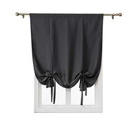 ele ELEOPTION Tenda Oscurante Semplice con Lacci, con Tasca per Asta, per Isolamento Termico, Oscurante, per Camera da Letto, Soggiorno, Cucina, Finestra Piccola, Poliestere (100x120cm, Nero)