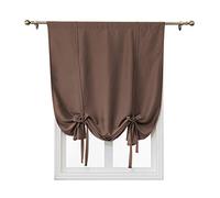 ele ELEOPTION Tenda Oscurante Semplice con Lacci, con Tasca per Asta, per Isolamento Termico, Oscurante, per Camera da Letto, Soggiorno, Cucina, Finestra Piccola, Poliestere (80x120cm, Caffè)