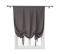 ele ELEOPTION Tenda Oscurante Semplice con Lacci, con Tasca per Asta, per Isolamento Termico, Oscurante, per Camera da Letto, Soggiorno, Cucina, Finestra Piccola, Poliestere (60x120cm, Grigio Scuro)