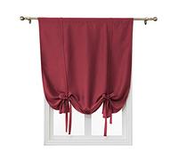 ele ELEOPTION Tenda Oscurante Semplice con Lacci, con Tasca per Asta, per Isolamento Termico, Oscurante, per Camera da Letto, Soggiorno, Cucina, Finestra Piccola, Poliestere (60x120cm, Vino Rosso)