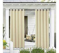 ele ELEOPTION Tenda per Esterni, Impermeabile, Protezione dai Raggi UV, con Occhielli, Oscurante, per Giardino, Cortile, Balcone, Bianco Sporco, 1 Pezzo / 132 X 240cm