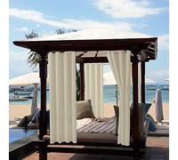 ele ELEOPTION Tenda per Esterni, Impermeabile, Protezione dai Raggi UV, con Occhielli, Oscurante, per Giardino, Cortile, Balcone, Bianco Sporco, 2 Pezzi / 132 X 240cm