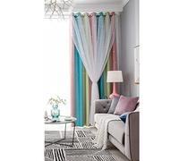 ele ELEOPTION Tende oscuranti, isolanti con occhielli, tende per finestra decorative con stelle, per camera dei bambini, soggiorno, camera da letto, 1 pannelli (134 x 240 cm, rosa)