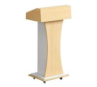 Ele le - Podio in legno con ruote, supporto stabile per pulpito per chiese, conferenze ed eventi, con pannello per la privacy, in pelliccia