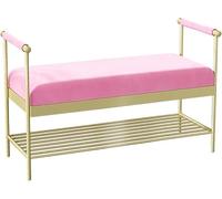 Ele Pouf in Ecopelle Bianca con Bracciolo, Scarpiera Salvaspazio & Nizer, Spesso Cushed, 80 x 40 x 45 cm, Slish Sto Solut per Home Decor